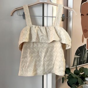 Cream knit flouncy blouse